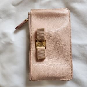 Ferragamo Pink Coin Purse with Gold Accents
